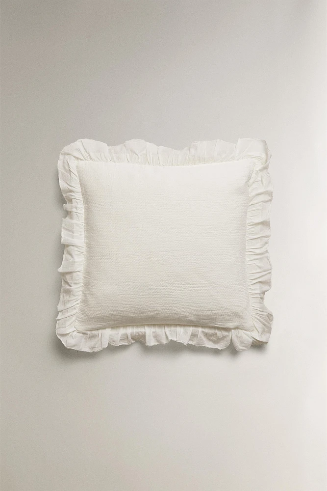 HOUSSE DE COUSSIN TEXTURE VOLANT