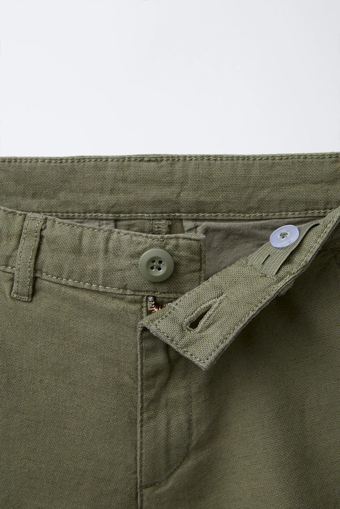 LINEN BLEND CHINO SHORTS