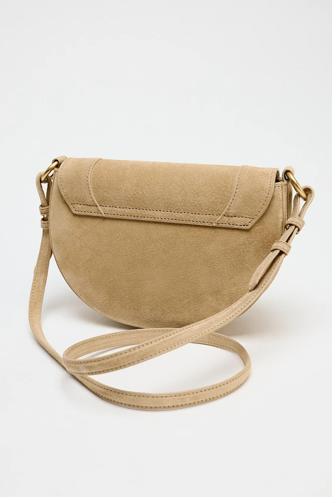 DOUBLE HANDLE LEATHER CROSSBODY BAG