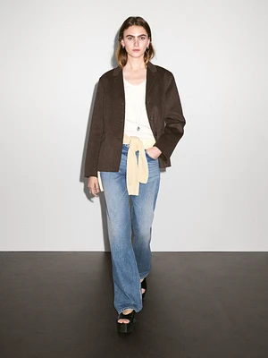 Blazer à col sartorial en laine mélangée