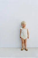 EMBROIDERED BUTTERFLY ROMPER