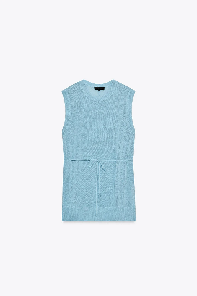 BELTED KNIT LONG TOP