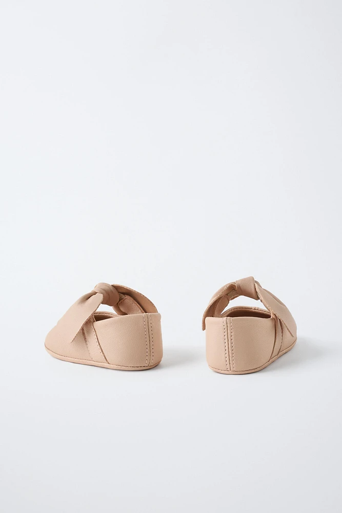 LEATHER BOW BALLET FLATS