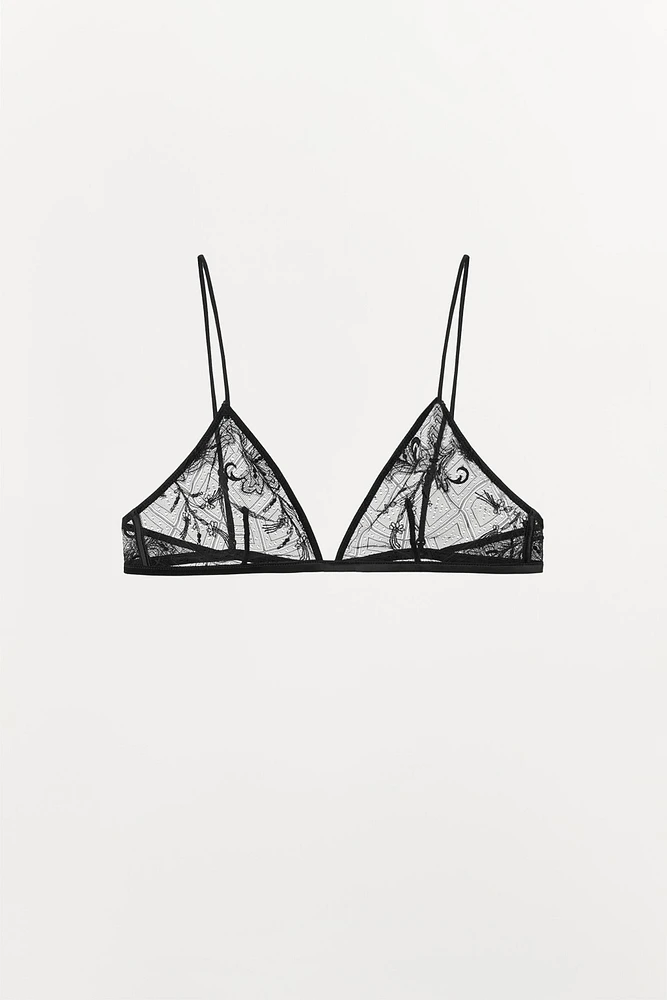 EMBROIDERED LACE TRIANGLE BRALETTE