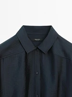 Satin shirt with elastic detail