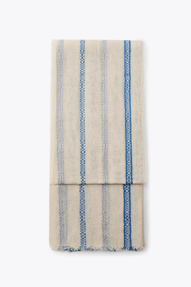 FOULARD À RAYURES AVEC LIN