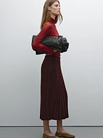 Pleated midi skirt with elastic waistband