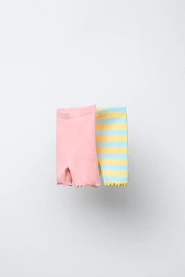 TWO-PACK PLAIN AND PRINTED CYCLING LEGGINGS