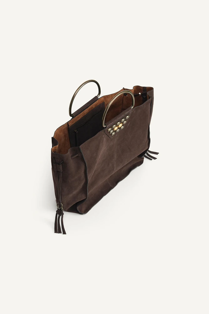LIMITED EDITION SUEDE STUDDED CITY BAG