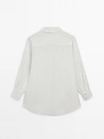 Creased-effect linen blend shirt