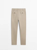 Cotton blend darted trousers