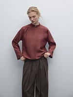 Voluminous silk blend trousers