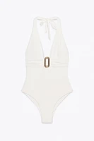 HALTER SWIMSUIT WITH METAL DETAIL