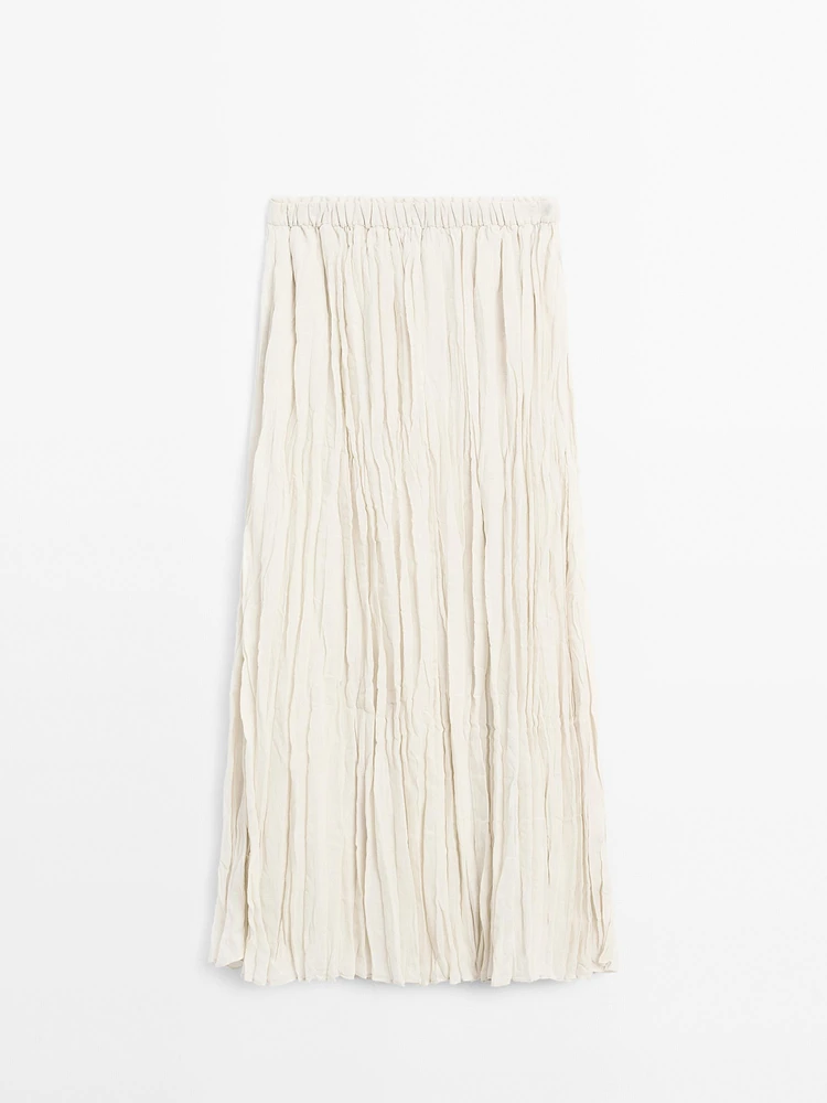 Flared pleated midi skirt