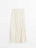 Flared pleated midi skirt
