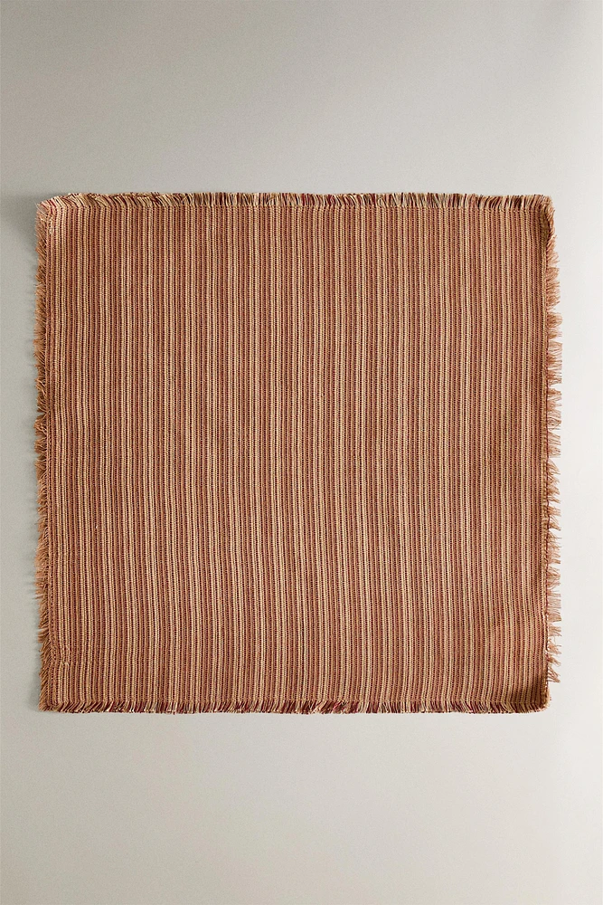 LOT SERVIETTES DE TABLE EN COTON RAYURES AVEC FRANGES