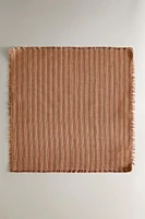 SET OF STRIPED COTTON NAPKINS WITH FRINGING