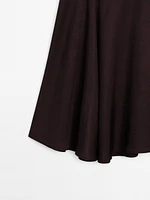Satin midi skirt with yoke detail