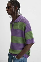 POLO EN MAILLE À RAYURES TEXTURÉ