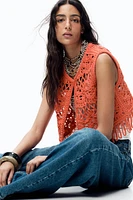 GILET EN MAILLE À FRANGES