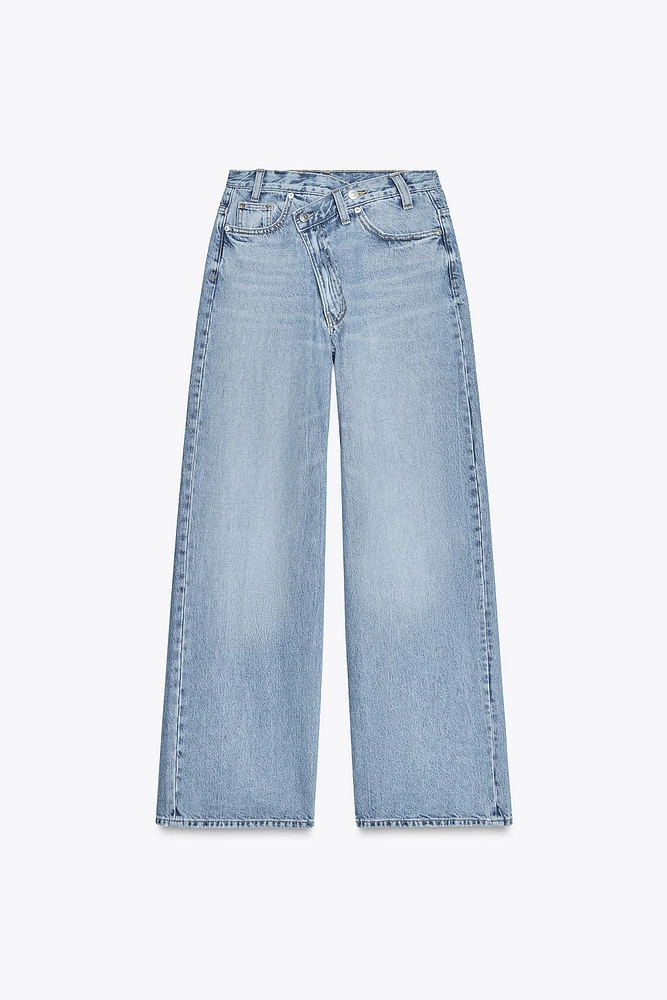 TRF HIGH-RISE WIDE LEG CROSSOVER WAIST JEANS