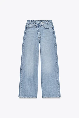 TRF HIGH-RISE WIDE LEG CROSSOVER WAIST JEANS