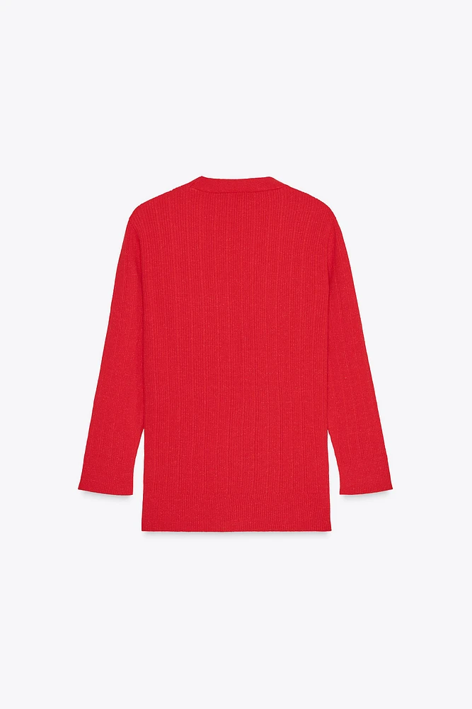 RIBBED KNIT CARDIGAN