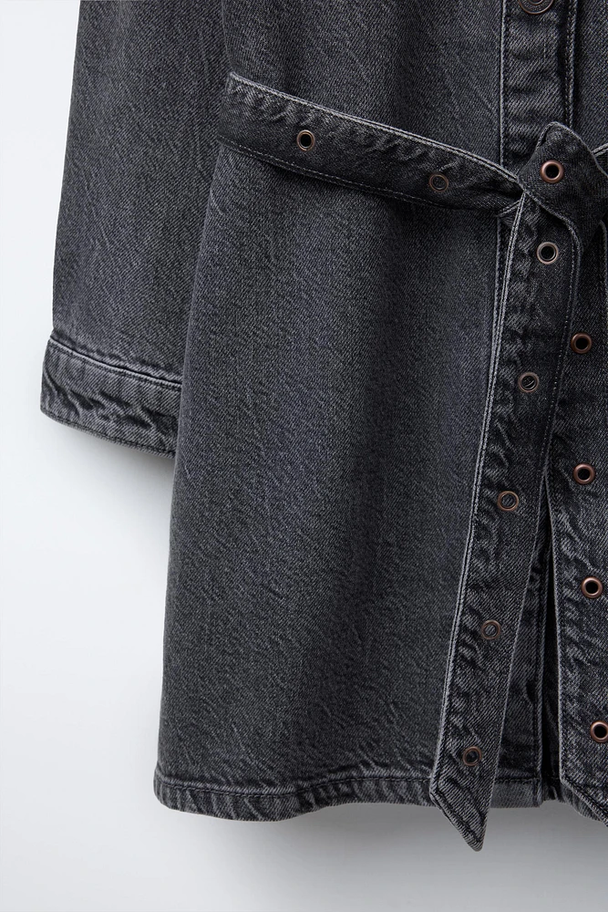 BELTED DENIM DRESS