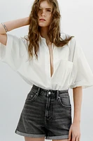 TRF HIGH-WAISTED MOM FIT DENIM SHORTS