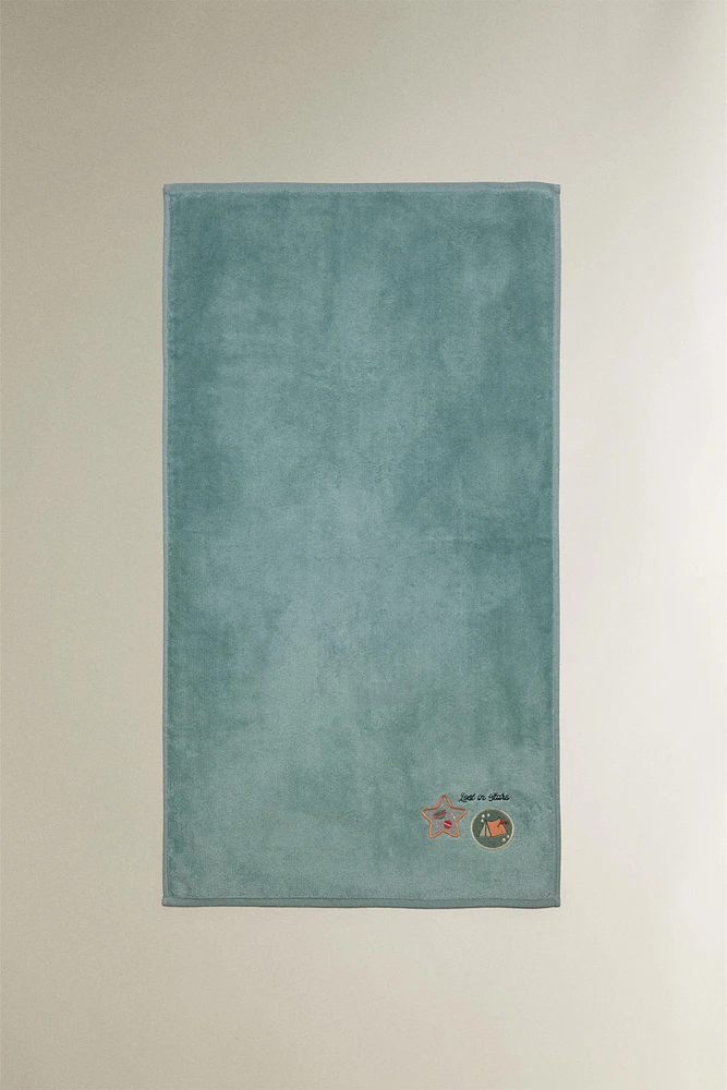 SERVIETTE DE BAIN ENFANT VELOURS PATCHWORK ESPACE