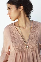 TEXTURED CROCHET BLOUSE