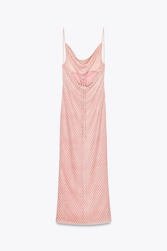 PRINTED TULLE SLIP DRESS