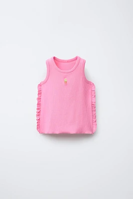 T-SHIRT RIB VOLANTS BRODÉ