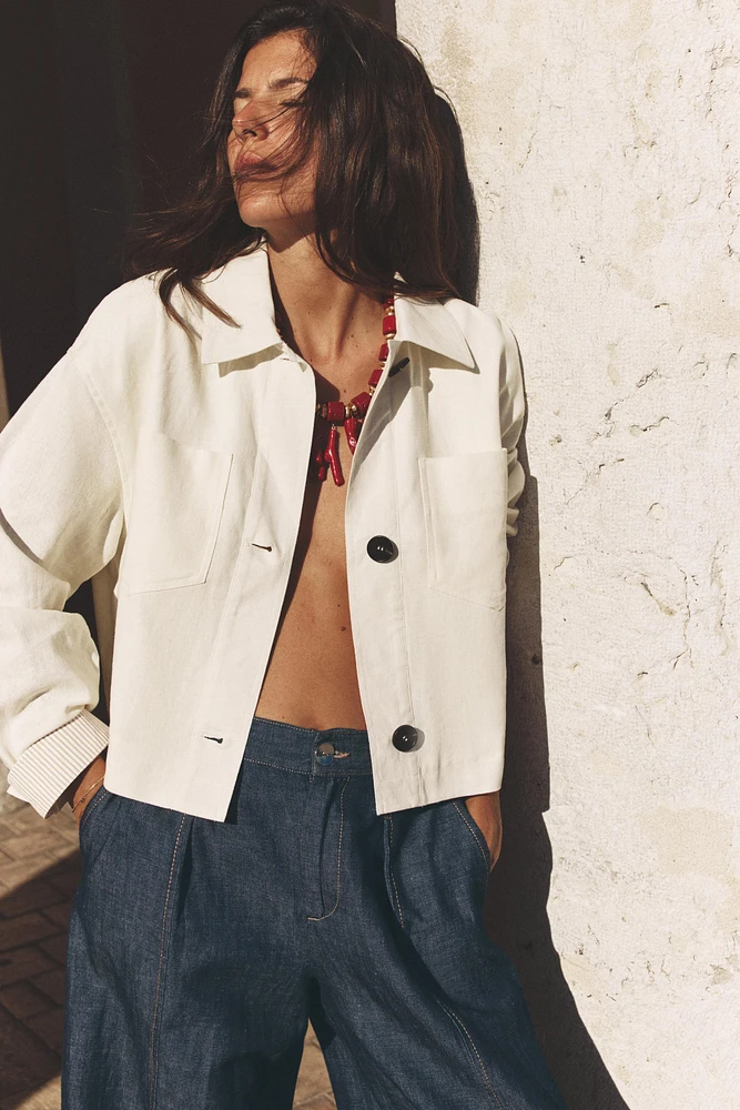 LINEN BLEND SHORT JACKET