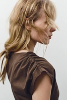 DRAWSTRING RUCHED T-SHIRT