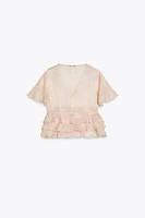 EMBROIDERED RUFFLED TOP