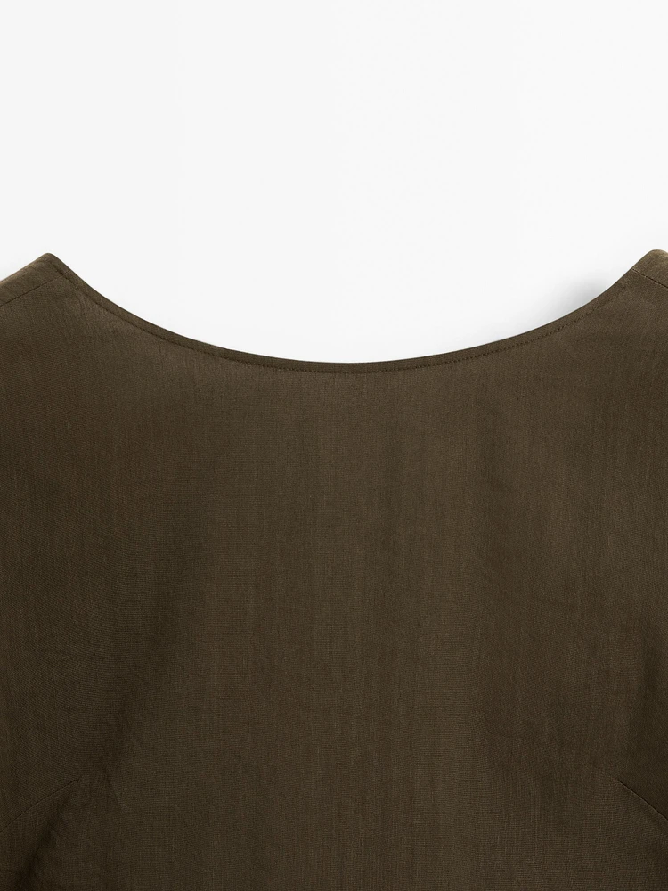 Linen blend midi dress with back detail
