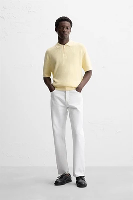 POLO EN MAILLE PERLÉE À ZIP