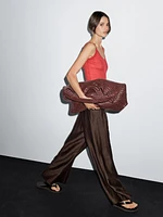 Pantalon large mid-rise crinckle