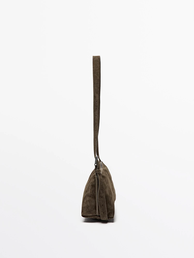 Split suede leather mini crossbody bag