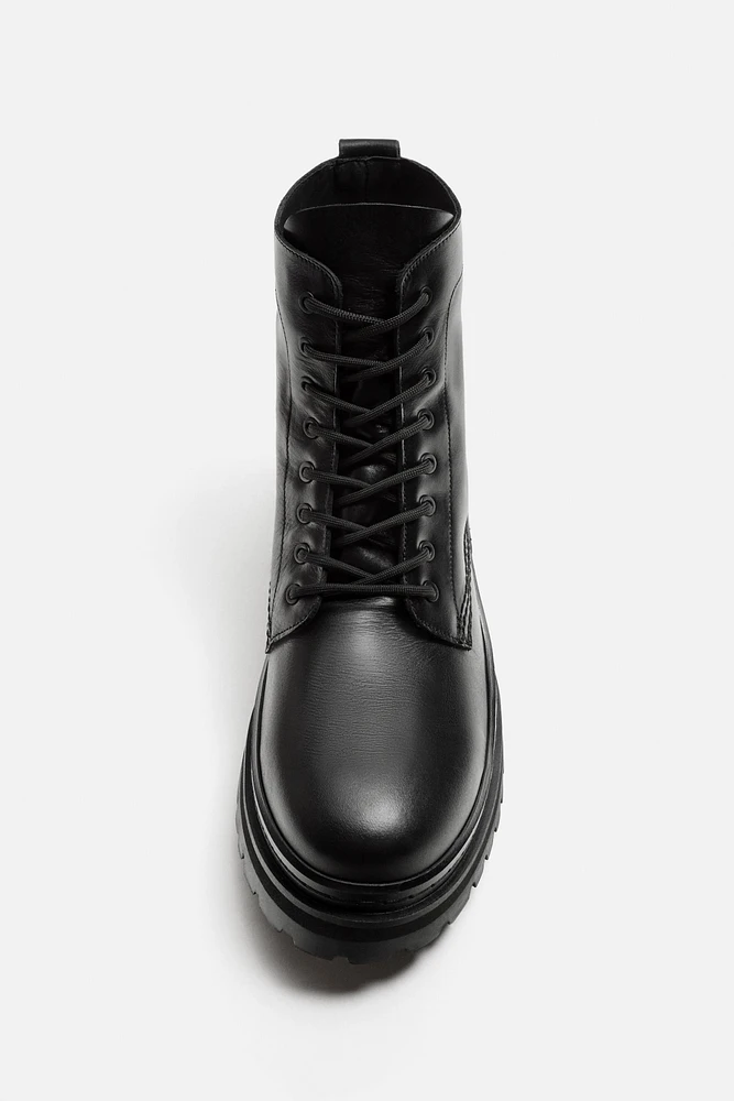 LEATHER LACE-UP BOOTS