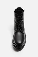 LEATHER LACE-UP BOOTS