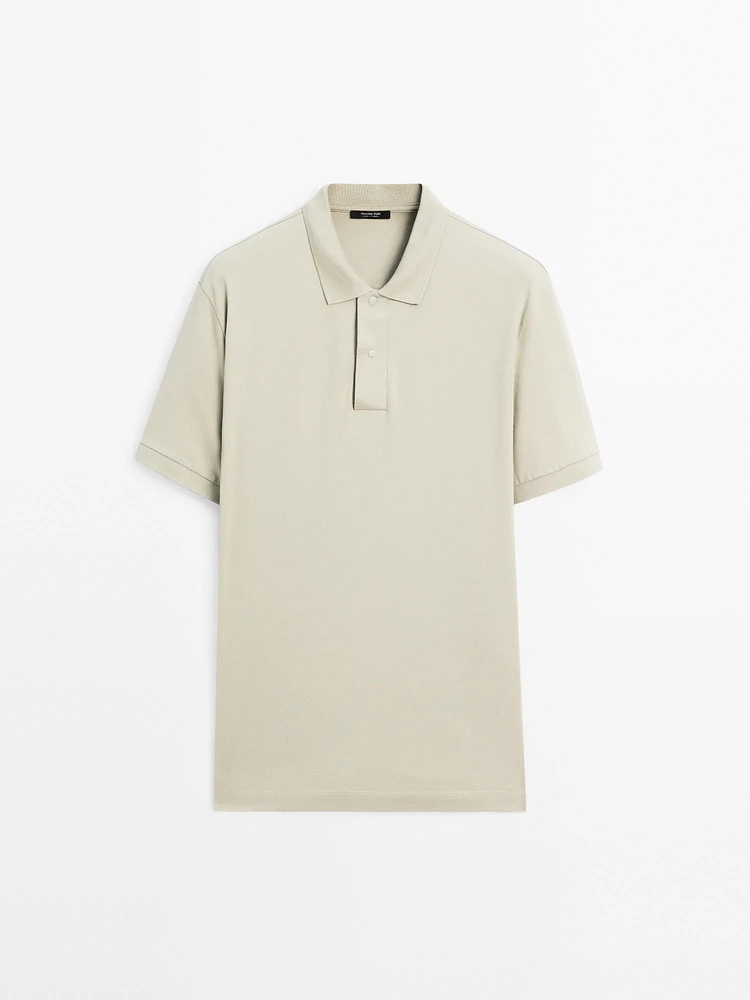Cotton blend polo shirt with snap button