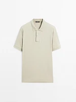 Cotton blend polo shirt with snap button