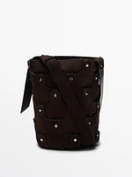 Sac seau à clous en croûte de cuir