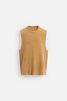 WASHED KNIT PRINT T-SHIRT