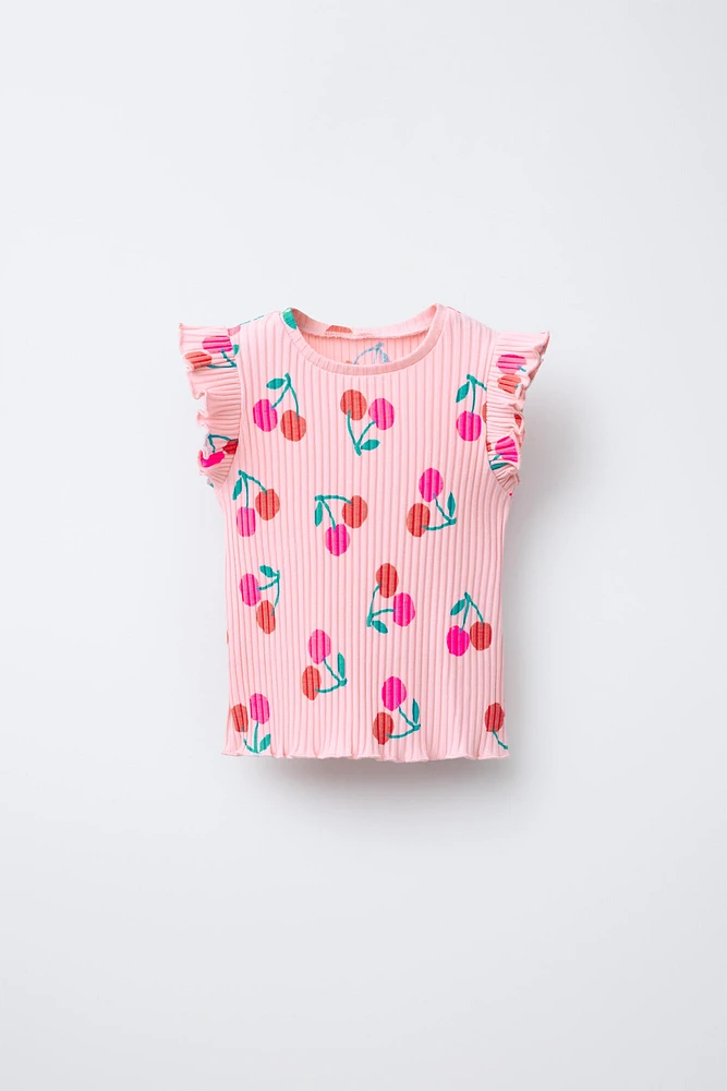 PRINTED RIBBED T-SHIRT