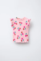 PRINTED RIBBED T-SHIRT