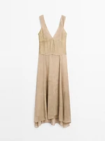 Flowing V-neck midi dress
