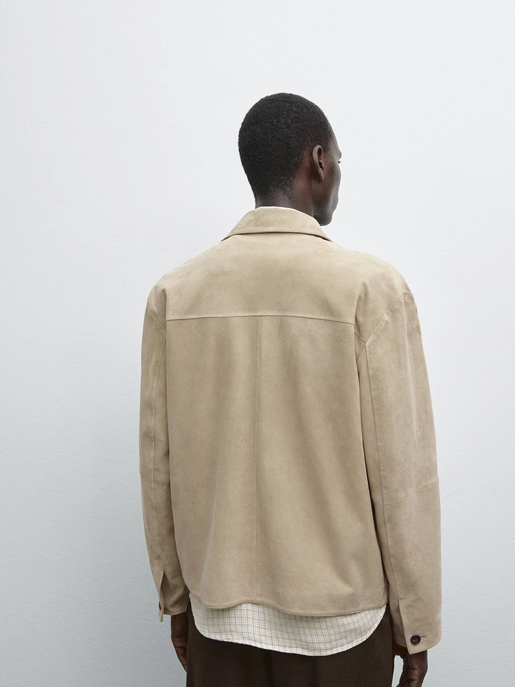 Short suede leather jacket